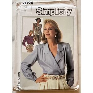 VTG Simplicity Pattern 7094 Womens Wrap Blouse 3 Styles Uncut Business Pro Sz 16